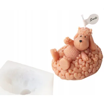 Velikonoční dekorace Silikonová Forma Beránek Velikonoční 3D se Srdcem na Odlévání Svíček, Sádry a DIY