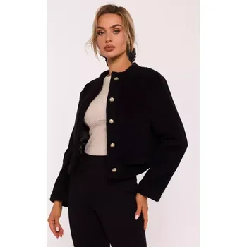 Dámské sako M807 Oříznuté teddy sako - černé EU S
