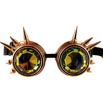 Karnevalový doplněk Brýle steampunk s ostny a barevnými skly