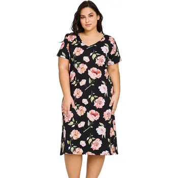 Dámská noční košile Noční košile 3160 Peony - TARO černá XXL