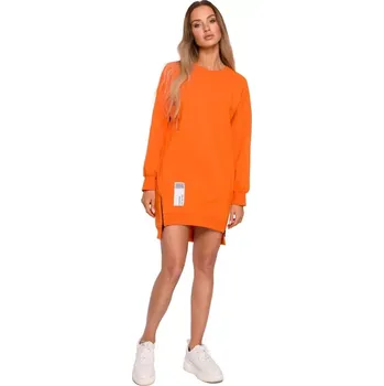 Dámský svetr M676 Svetr tunika se zipy - oranžová EU XXL
