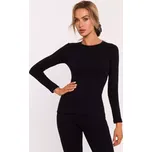 M817 Žebrovaný korzetový top s dlouhými rukávy - černý EU S