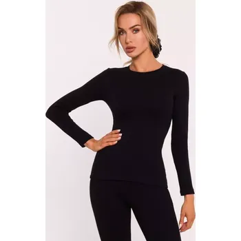 M817 Žebrovaný korzetový top s dlouhými rukávy - černý EU S