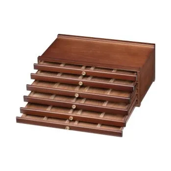 Dřevěná kazeta se 6 šuplíky, odstín ořech 25x40cm