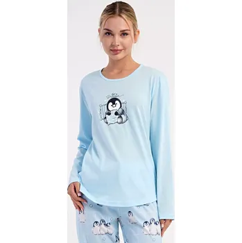 Pánská móda Dámské pyžamo dlouhé Tučňák světle modrá L
