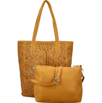 Kabelka Módní dámský koženkový set kabelek Safira, žlutý