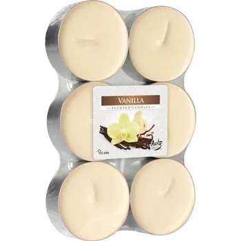 Svíčka Parafínová čajová svíčka Vanilka Aura 6 ks