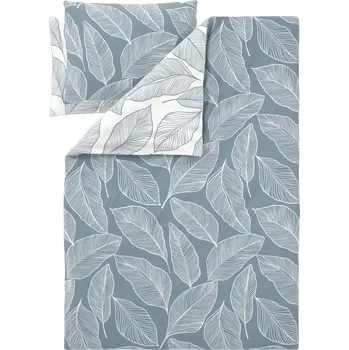 Povlečení LIVARNO® Ložní povlečení z mikrovláknitého saténu, 240 x 220 cm, 70 x 90 cm (listy/modrá)
