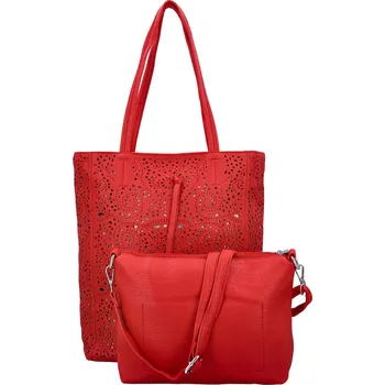 Kabelka Módní dámský koženkový set kabelek Safira, červený