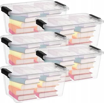 Úložný box PLASTOVÁ KRABICE S VÍKEM HOME BOX UNIVERZÁLNÍ PEVNÁ 8L 5 KS