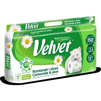 Toaletní papír Toaletní papír VELVET heřmánek & aloe 3vrstvý, 8 rolek