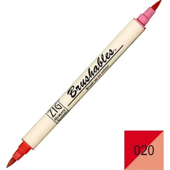 Kuretake štetcový fix oboustranný ZIG Brushables, 020 červený