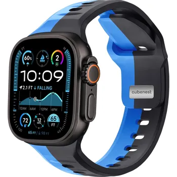 Řemínek na hodinky Cubenest Prémiový sportovní řemínek na Apple Watch černo-modrý