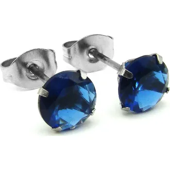 Náušnice RajSperku Náušnice z Chirurgické oceli s kamínkem 0,6 cm tmavě modré NS260108 dárkové balení zdarma