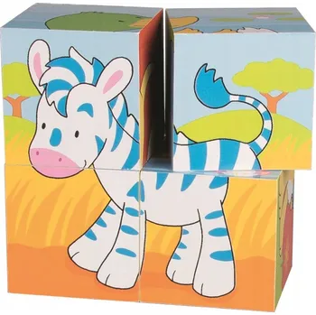 Dřevěná hračka Dřevěné puzzle s kostkami Goki Little Friends