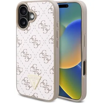Pouzdro na mobilní telefon Guess Hardcase 4G Triangle Metal Logo iPhone 16 Bílý