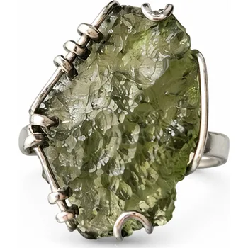 Prsten Stříbrný prsten s vltavínem P35 0045