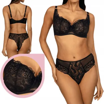 Kalhotky Ewa Bień MARISA C511 kalhotky tanga černé krajkové kalhotky smyslné - XL