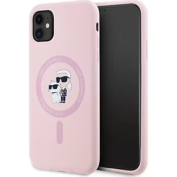 Pouzdro na mobilní telefon Karl Lagerfeld Silicone MagSafe iPhone 11 růžový Karl&Choupette