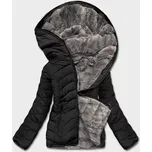 Černo-šedá krátká oboustranná dámská zimní bunda (2M-21507) odstíny černé XXL (44)