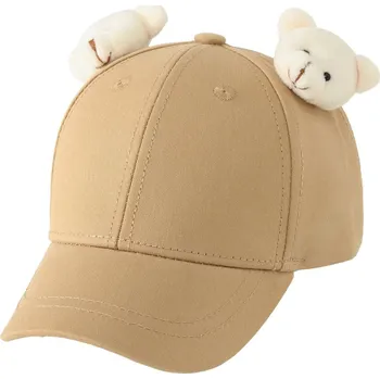 Kojenecké oblečení BE SNAZZY Letní kšiltovka bavlněná jednobarevná s medvídkem 48 -50 cm Besnazzy Hnědá