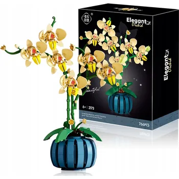 ostatní stavebnice Sada kostek orchidej pro dospělé, 3D květiny, dekorace, dárek, rostliny