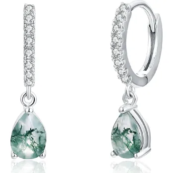 Náušnice Olivie Stříbrné náušnice MECHOVÝ ACHÁT 8395 Ag 925; ≤2,1 g.