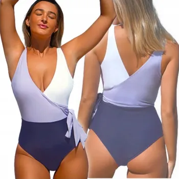 Dámské plavky Strój kąpielowy damski jednodílné modelující vyztužené zavazovací boho XL