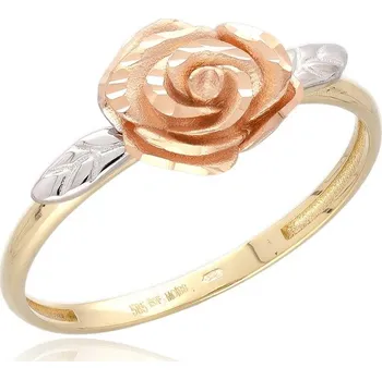 Prsten MOISS prsten ze žlutého zlata KVĚTINA TRIKOLOR