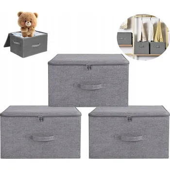 Úložný box Textilní organizér Šedý 40 x 30 x 21 cm s víkem krabička do domácnosti obývacího pokoje