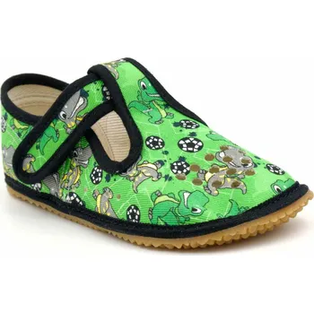 Dětská móda Beda Barefoot přezůvky perforované – Green Dinoball Velikost: 29