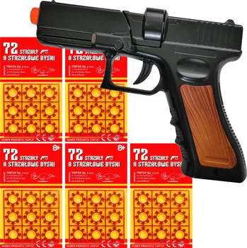 Dětská zbraň VELKÁ PISTOLET NA SLEPÉ NÁBOJE GLOCK KOVOVÁ + ZÁPALKA 360 VÝSTŘELY DÁREK