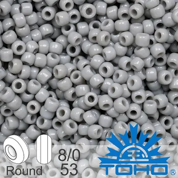 Korálek Korálky TOHO tvar ROUND (kulaté). Velikost 8/0. Barva č. 53-Opaque Gray . Balení 10g.