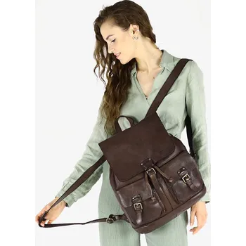 Městský batoh Marco Mazzini Elegantní dámský batoh formátu A4 z kůže MAZZINI; čokoláda