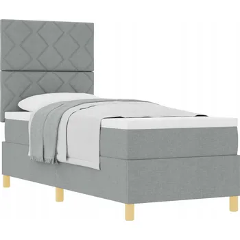 Postel Pružinová postel s matrací, světle šedá, 203 x 80 x 128 cm