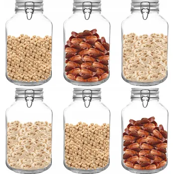 Sklenice 6 x VZDUCHOTĚSNÁ KUCHYŇSKÁ ZAVAŘOVACÍ SKLENICE BORMIOLI ROCCO FIDO 4L