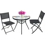 Jumi Balkonový set kovový 2+1 s půlkulatým stolkem Dora antracit