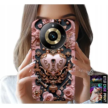Pouzdro na mobilní telefon POUZDRO pro Realme 11 Pro+ 5G - Dámské, Módní, Zámek Srdce Růže