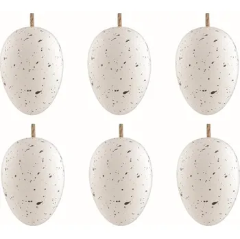 Velikonoční dekorace Velikonoční vejce plastová Kropenatá světlá 6 cm na zavěšení, 6 ks v sáčku