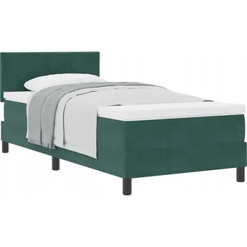 Postel Pružinová postel s matrací 193 x 90 x 88 cm, tmavě zeleň, sametová