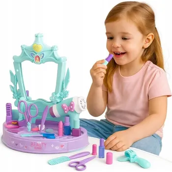 Toaletní stolek KOSMETICKÝ SET KRÁSNÝ MODRÝ TOALETNÍ STOLEK PRO PRINCEZNU 15 dílů K75299