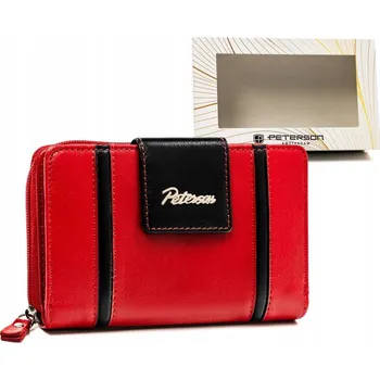 Peněženka Peterson peněženka z pravé kůže červená - dámská