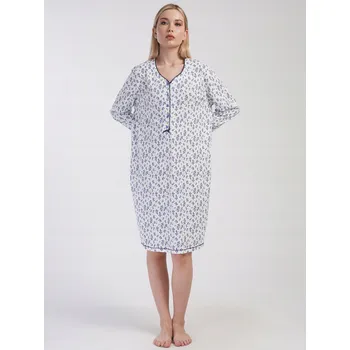 Dámská noční košile Bavlněná košile noční s hlubokým výstřihem a rozepínacím rukávem 50 52 3XL