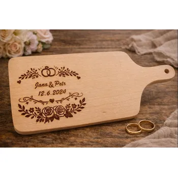 Kuchyňské prkénko Dary dřeva Bukové kuchyňské prkénko s gravírováním - pro novomanžele Velikost: Malé 11x27