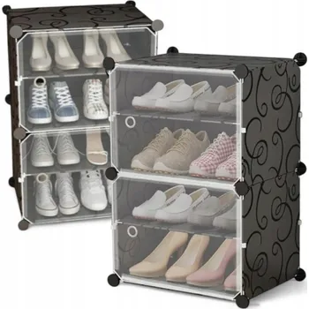 Botník Botník HÖGLER černá plastová 4 úrovně s výklopnými dveřmi