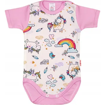 Kojenecký body Body s KRÁTKÝM rukávem 100% Bavlna JEDNOROŽCI velikost 98 KLEKLE