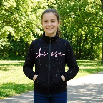 Dívčí oblečení Dívčí mikina na zip Kugo SM3650 černé (dívčí bavlněná mikina se třpytkami)