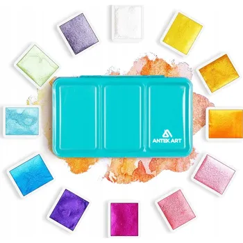 Vodová barva Akvarelové barvy ANTEK ART vícebarevné 12 ks 3 ml