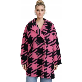 Dámský kabát Dámský kabát se vzory, italský, růžovo-černý
