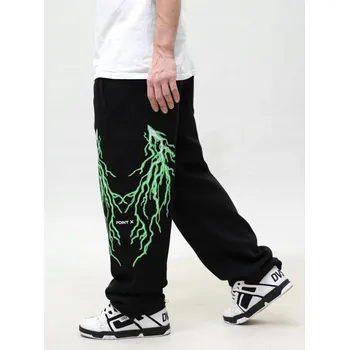 ŠIROKÉ TEPLÁKOVÉ KALHOTY BAGGY Pánské ČERNÉ Fluo Svítící Point X Storm M